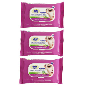 دستمال مرطوب وی کر مدل Ginseng-Aloe Vera سه بسته 20 عددی
