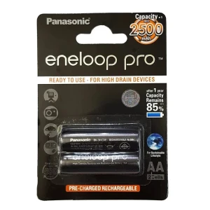باتری قلمی قابل شارژ پاناسونیک مدل Eneloop Pro BK-3HCDE بسته 2 عددی