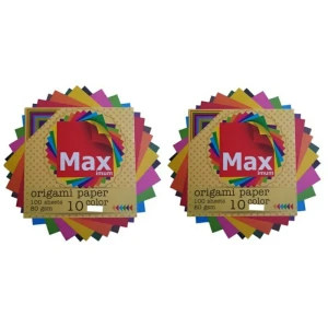 کاغذ اوریگامی مکس مدل رنگین کمان کد K1010 بسته 100 عددی مجموعه 2 عددی
