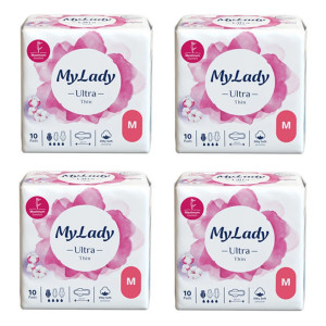نوار بهداشتی بالدار نازک روز و شب مای لیدی مدل Silky Soft سایز متوسط بسته 4 عددی