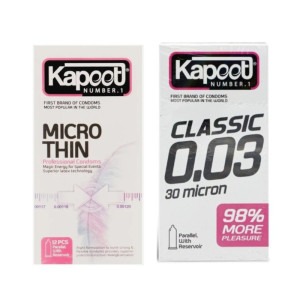 کاندوم کلاسیک کاپوت مدل MICRO THIN بسته 12 عددی به همراه کاندوم کلاسیک کاپوت مدل 0.03 بسته 10 عددی