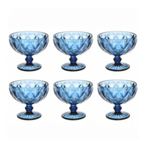 بستنی خوری دلی مدل پایه کوتاه طرح لوزی کد 400ml بسته 6 عددی