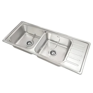 سینک ظرفشویی استیل توکار دو لگنه نگین الماس مدل SA108