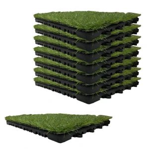 کفپوش مدل تایل چمن مصنوعی زمرد سایز 30x30 سانتی متر بسته 8 عددی