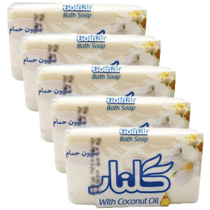 صابون شستشو مرطوب‌کننده بدن گلنار مدل YBX  مناسب برای پوست معمولی وزن 130 گرم بسته 5 عددی