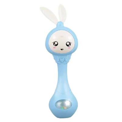 جغجغه ناب سل مدل دستی دندان گیر چراغدار موزیکال خرگوش بامزه  کد Funny rabbit teething hand rattle