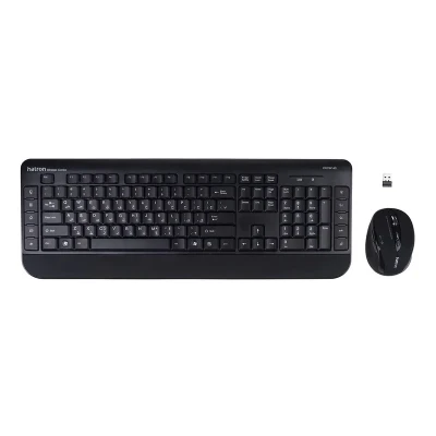 کیبورد و ماوس بی سیم هترون مدل HKCW140، سوییچ ممبران، Full-Size