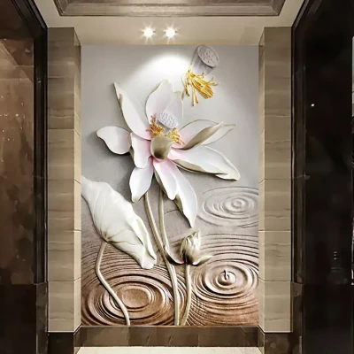 پوستر دیواری سه بعدی مدل گل برجسته گچی DVRF1331