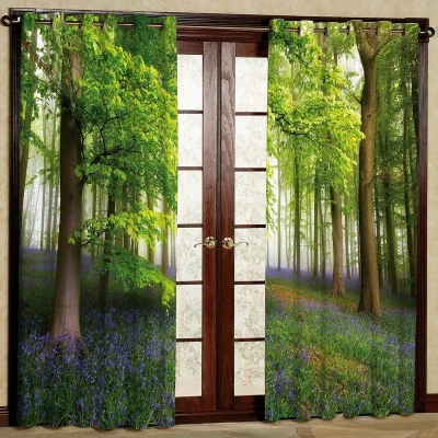 پرده طرح جنگل سبز مدل مخمل پانچی کد 2_1088 W سایز 140x202 سانتی متر