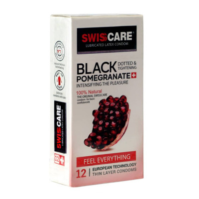 کاندوم سویس کر مدل BLACK POMEGRANATE بسته 12 عددی