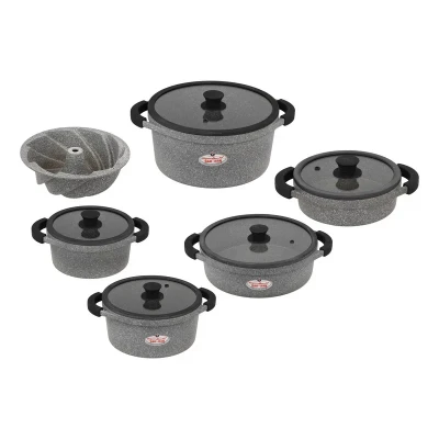 سرویس قابلمه و تابه گرانیت 11 پارچه زرساب مدل مونارک پلاس کد MP8500