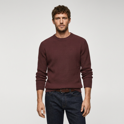پلیور یقه گرد مردانه مانگو مدل REGULAR FIT COTTON