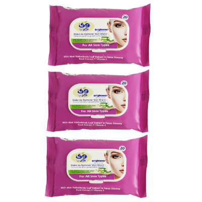 دستمال مرطوب وی کر مدل Ginseng-Aloe Vera سه بسته 20 عددی