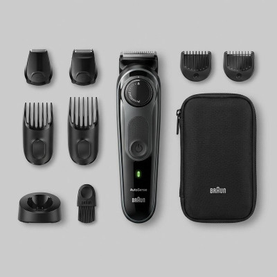 ماشین اصلاح صورت و بدن شارژی براون مدل BT7350 ضدآب با فناوری AutoSense، تیغه‌های خودتیزشونده استیل ضدزنگ، باتری لیتیوم‌یون با 100 دقیقه کارکرد، شارژ سریع و تنظیم اصلاح با 39 شماره نیم‌میلی‌متری