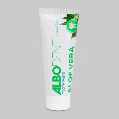 خمیر دندان ضد باکتری آلبودنت مدل Aloe Vera با طعم دارچین مناسب برای همه دندان‌ها وزن 75 گرم