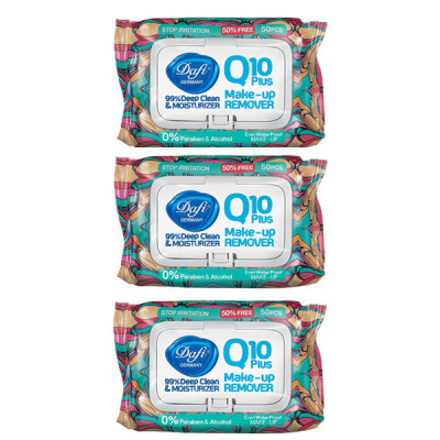 دستمال مرطوب پاک کننده آرایش Q10 مجموعه 3 عددی