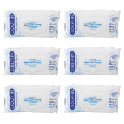 دستمال مرطوب دلفین مدل Skin Care مجموعه 6 عددی