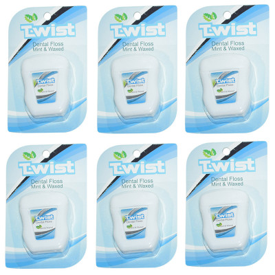 نخ دندان تویست مدل Mint And Waxed بسته 6 عددی