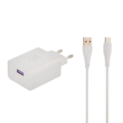 شارژر دیواری 18 وات دبلیو یو دبلیو مدل T95 به همراه کابل USB به USB-C طول 1 متر