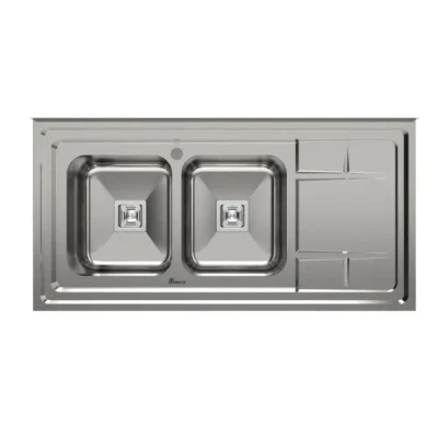 سینک ظرفشویی استیل روکار دو لگنه بیمکث مدل 926