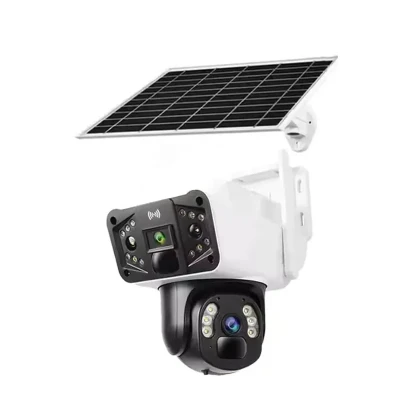 دوربین مداربسته تحت شبکه خورشیدی بی‌سیم مدل TP33-4G-Solar با لنز 3 مگاپیکسل، رزولوشن 1440×2560، دید در شب رنگی تا 60 متر، چرخش 360 درجه، تعقیب خودکار سوژه، تشخیص انسان، مکالمه دوطرفه و مقاومت IP66