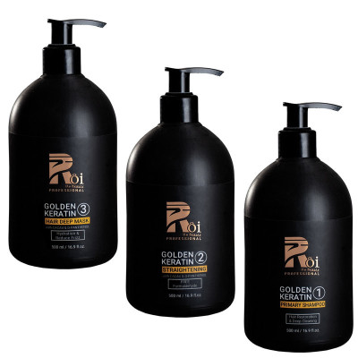 پک مراقبت مو روآ دو بیوتی مدل Golden Keratin حجم 500 میلی لیتر بسته 3 عددی