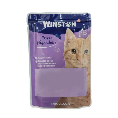 پوچ گربه بالغ وینستون مدل گروی طعم مرغ و جگر وزن 100 گرم