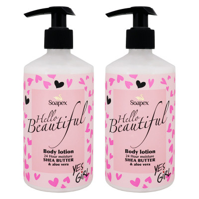 لوسیون بدن مرطوب‌کننده سوپکس مدل Shea butter & Aloe vera حجم 350 میلی‌لیتر مجموعه 2 عددی با ویتامین E، فاقد چربی، مناسب نرم‌کنندگی و پیشگیری از خشکی و حساسیت پوست