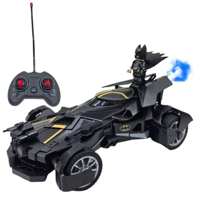 ماشین بازی کنترلی ناب سل مدل بتمن شارژی دودزا چراغدار همراه با فیگور بتمن BATMAN REMOTE CONTROL SPRAY CAR