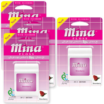 نخ دندان مینا مدل Strawberry بسته 4 عددی