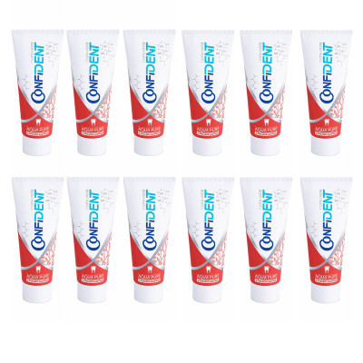 خمیر دندان ضد پوسیدگی کانفیدنت مدل Aqua-Pure012 مناسب برای انواع دندان حجم 100 میلی لیتر مجموعه 12 عددی