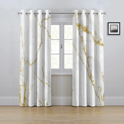 پرده مدل پانچی طرح ماربل سایز 280x145 سانتی متر