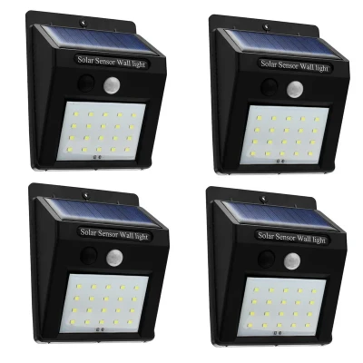 چراغ حیاطی مدل چراغ خورشیدی سنسور دار LED  مجموعه 4 عددی