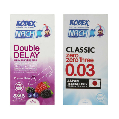 کاندوم ناچ کودکس مدل Double Delay 0.03 مجموعه 2 عددی
