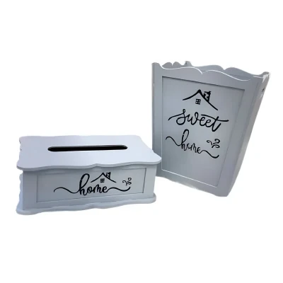 ست سطل و جای دستمال کاغذی مدل Text_gray