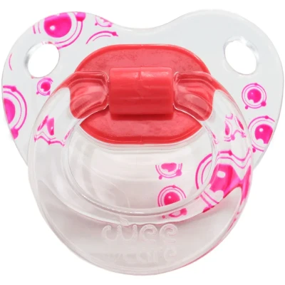 پستانک ارتودنسی وی کر مدل دسته دار شفاف چاپدار happy سایز +12 ماه کد P117