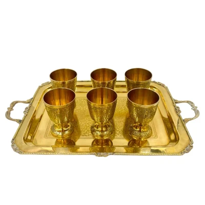 سرویس چای خوری 7 پارچه مدل طاووسی گلد