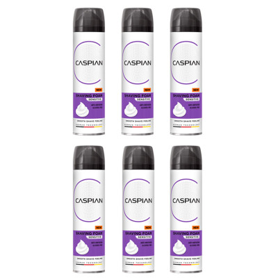 فوم اصلاح کاسپین مدل  مدل Sensitive Skin حجم 200 میلی لیتر بسته 6 عددی