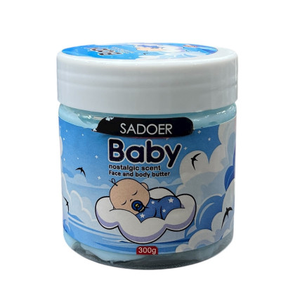 کره بدن سادور مدل Baby 300 گرم کرمی کاسه‌ای مناسب انواع پوست بانوان و آقایان، مرطوب‌کننده، ضد خشکی، ضد اگزما، ضد ترک، جمع‌کننده منافذ و ضد آفتاب‌سوختگی