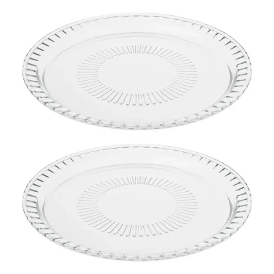 دیس کریستال دایره‌ای پذیرایی و میوه‌خوری مدل اپرا 1010 بسته 2 عددی، ساخت ایران، قابلیت شست‌وشو با دست و ماشین ظرفشویی