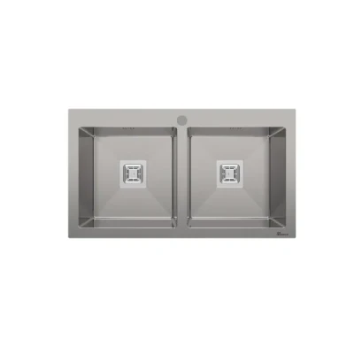 سینک ظرفشویی استیل توکار دو لگنه بیمکث مدل 722