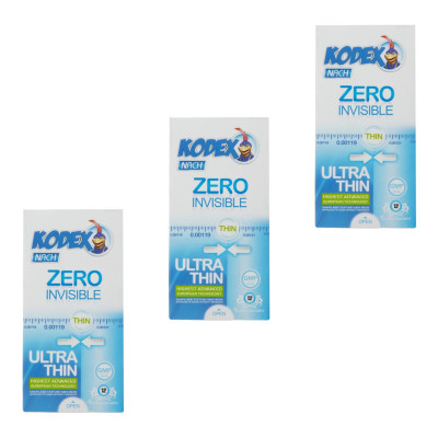 کاندوم ناچ کدکس مدل ZERO INVISIBLE سه بسته 12 عددی