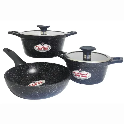 سرویس قابلمه و تابه گرانیتی  5 پارچه زرساب مدل لایم LI-8330
