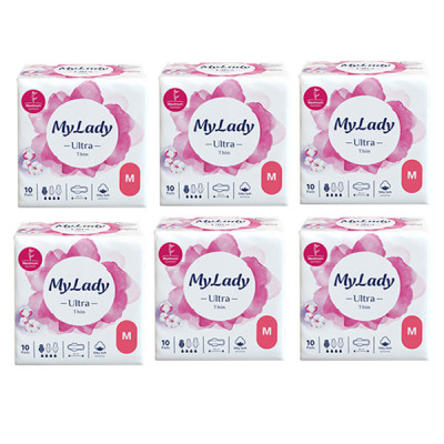نوار بهداشتی بالدار نازک روز و شب مای لیدی مدل Silky Soft سایز متوسط شش بسته 10 عددی