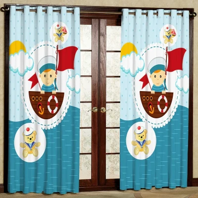 پرده مدل مخمل پانچی طرح کودک کد 1968T2 سایز 200x140 سانتی متر
