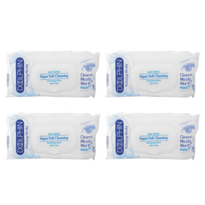 دستمال مرطوب دلفین مدل Skin Care مجموعه 4 عددی