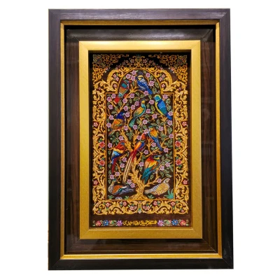 تابلو فرش دستباف طرح  پرنده درختی 1190