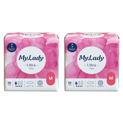 نوار بهداشتی مشبک خیلی نازک روز و شب مای لیدی مدل Instant Dry با جذب زیاد سایز متوسط دو بسته 10 عددی