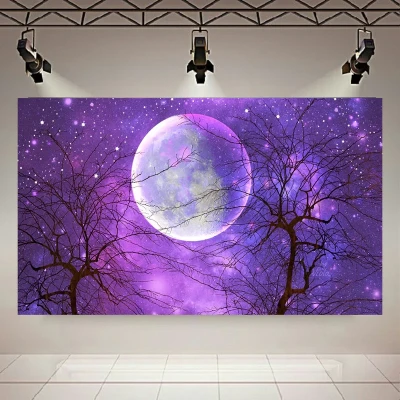پوستر پارچه ای طرح بلک لایت ماه مدل آسمان کد AR31161