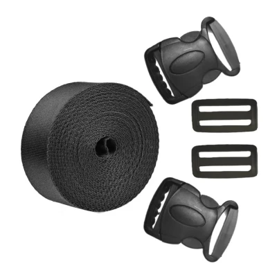 سگک کوله پشتی مدل قفل خرچنگی 5cm به همراه بندگیر و نوار مجموعه 5 عددی